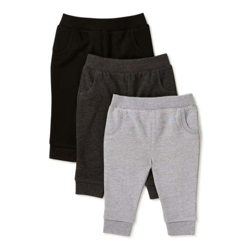 Garanimals Baby Boy Basic Terry Jogger Pants, 3-Pack, Sizes 0/3M-24M