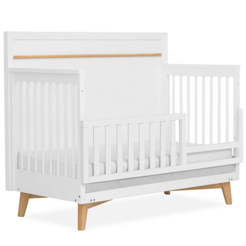 Evolur Loft Antilia Mid-Century 4-In-1 Crib in White & Natural
