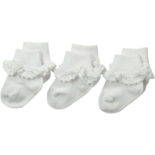 Jefferies Socks Baby-Girls Infant Cluny and Satin Lace Socks 3 Pair Pack