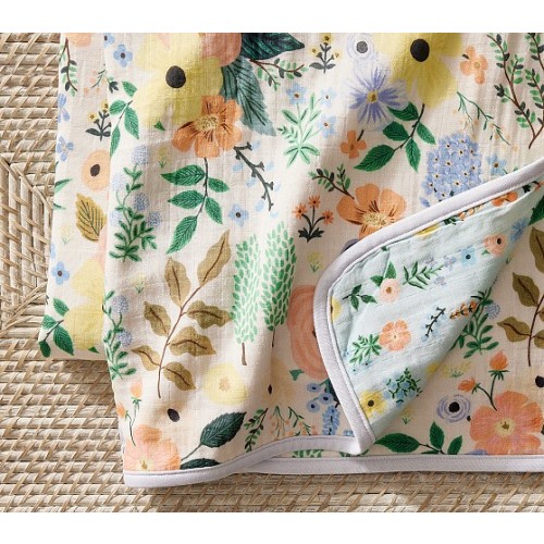 Rifle Paper Co. Garden Party Forest Oversized Organic Muslin Baby Blanket | Pottery Barn Kids