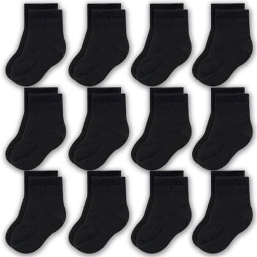Cozyway Crew Cotton Baby Socks - 12 Pack Stretch Newborn Socks, Baby Socks 0-6 Months, Infant Socks, Black, 0-6 Months, Unisex