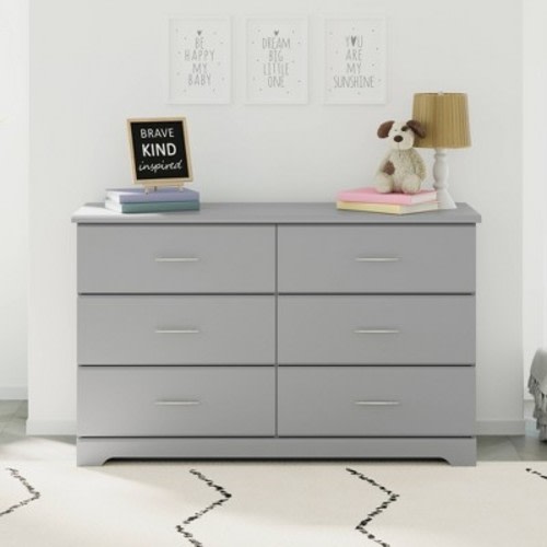 Storkcraft Brookside 6-Drawer Double Dresser  - Pebble Gray