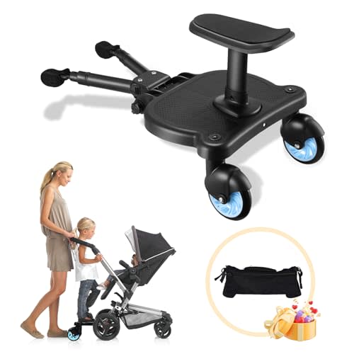 ZGROCK Universal Stroller Board 2 in 1 Sit and Stand Stroller Glider Board with Detachable Seat and Portable Carrying Bag Buggy Board for 99% Strollers Holds Children Up to 55 LBS Blue