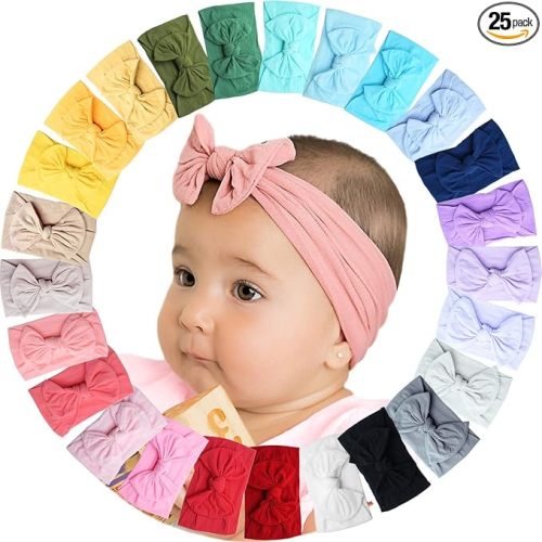 kangaroo 25 Colors Baby Bows Headbands For Baby Girls,Newborn Infant Toddler Hairbands and Child Hair Accessories