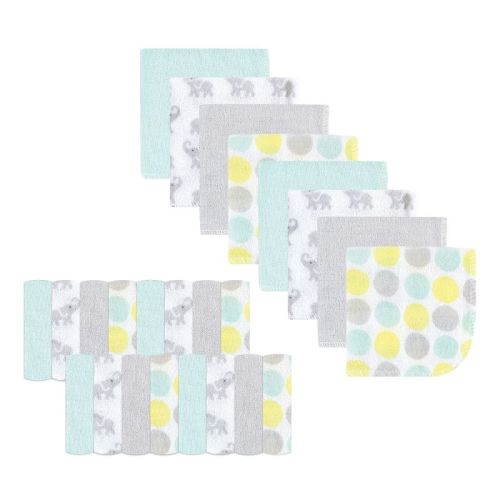 Luvable Friends Baby Unisex Super Soft Bundle Washcloths, Gray Elephant, One Size