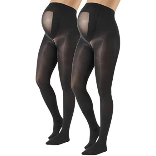 CALZITALY 2 Pairs Maternity Tights, Pregnancy Opaque Pantyhose | 40 DEN | S M L XL | Black, Blue | Made In Italy