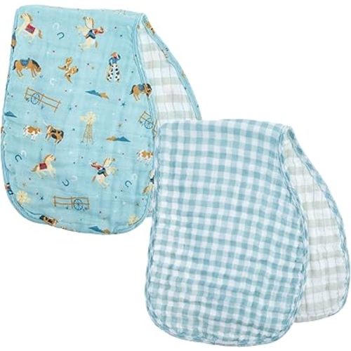 Stephen Joseph, Muslin Baby Burp Cloths, 2-Pack 100% Cotton, Burp Cloth for Baby Boys and Girls, Western