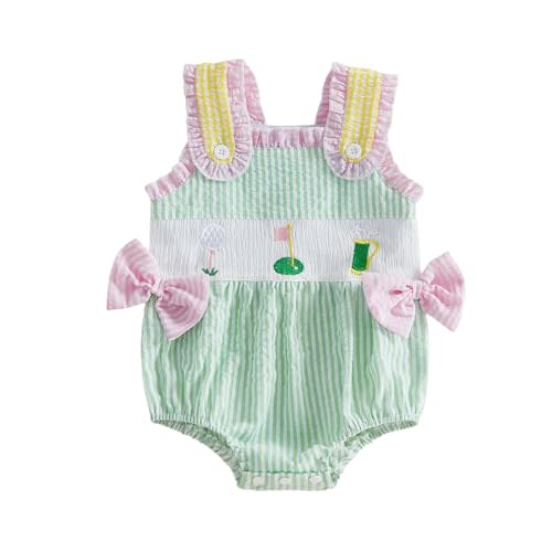 Bonangber Infant Baby Girl Golf Outfit Summer Clothes Classic Ruffle Sleeveless Golf Romper Bodysuit One Piece Outfit