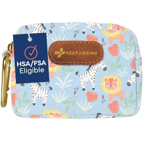 KeepGoing Small Travel First Aid Kit Kids – 60 Pc. Mini First Aid Kit for Purse, Diaper Bag, & Backpack with Latex-Free Bandages – 4 Oz., & 4.5 x 3.5 x 2 in, TSA-Approved