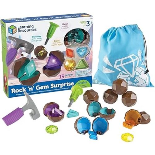 Learning Resources Rock 'n Gem Surprise, Sorting, Matching & Counting Skills Activity Set, Early STEM, 19 Pieces, Ages 3+