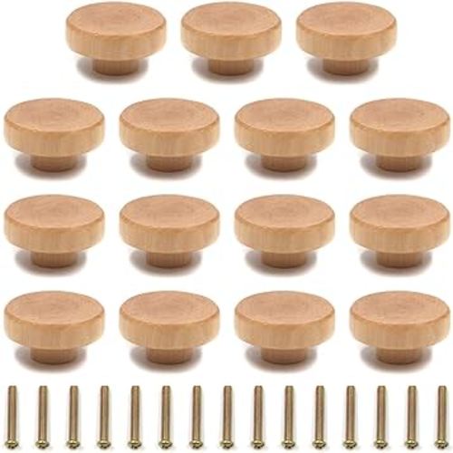 MY MIRONEY Round Wood Cabinet Knobs Pulls Handles 1.5" Diameter Hardware Furniture Drawer Knobs Dresser Wardrobe Cupboard Pulls Pack of 15 - Amazon.com