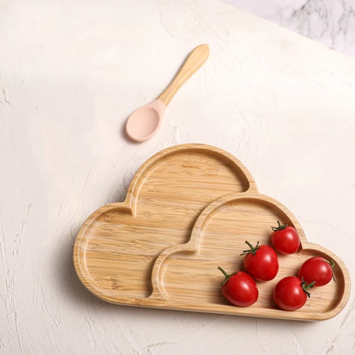 Baby Bamboo Plate with Silicone Suction and Spoon Set