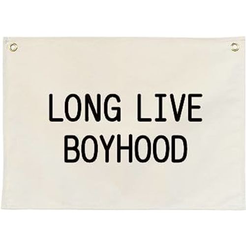 Canvas Banner Hanging Flag Banner for Nursery and Playroom Wall Décor for Kids Trendy Room Décor for Boys and Girls (Long live boyhood)