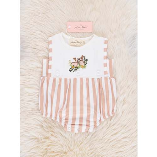 Tan Striped Bunny Romper