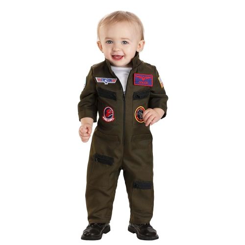 Infant Top Gun Flight Suit Halloween Costume | Tiny Maverick in Training Outfit | Officially Licensed