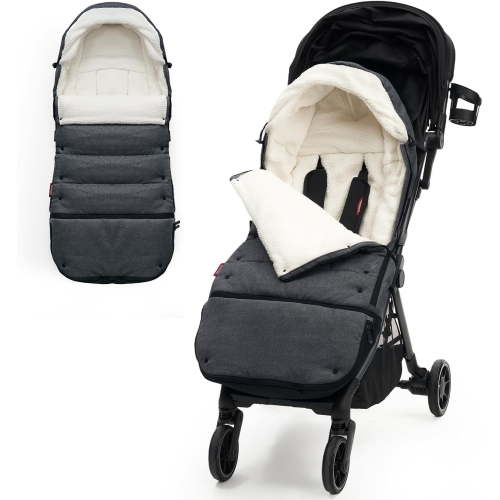 Momcozy Stroller Footmuff Universal | Easily Attaches to Most Strollers | Ultra-Plush,Weather-Proof | Deluxe Warm Stroller Bunting Bag | Extendable Stroller Cover for Winter | Adjustable Buckle,Black
