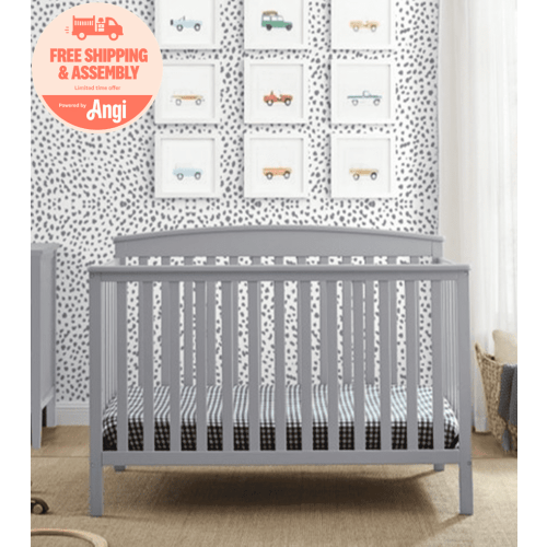 Delta Children Hanover 6-in-1 Convertible Baby Crib, Grey
