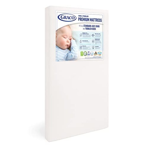 Graco Premium Foam Crib & Toddler Mattress – 2021 Edition, GREENGUARD Gold and CertiPUR-US Certified, 100% Machine Washable, Breathable, Water-Resistant Cover, Ideal Firmness for Infants