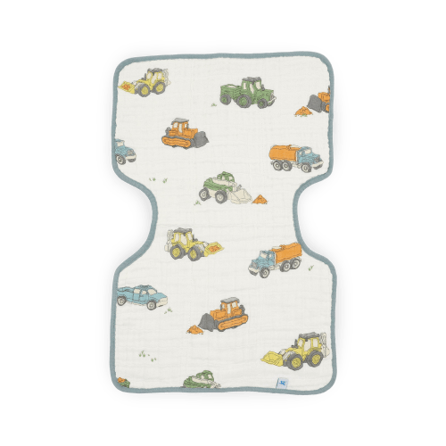 Little Unicorn USA Cotton Muslin Burp Cloth - Work Trucks - Cotton Muslin Burp Cloth - Work Trucks