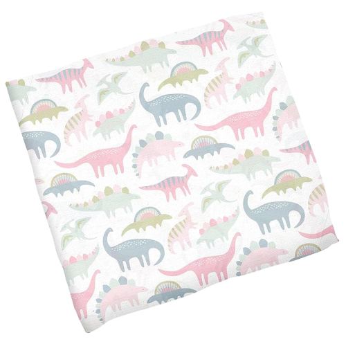 Stephen Joseph, Muslin Swaddle Blanket for Baby Girls and Boys, Newborn Receiving Blanket for Swaddling, 100% Cotton Baby Swaddle Wrap, Receiving Swaddle Wrap, 47 x 47 inches, Pink Dino