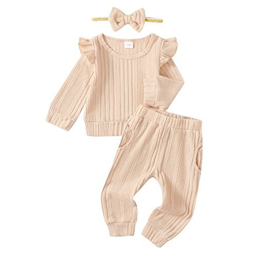 Mioglrie Toddler Baby Girl Clothes Fall Winter Sweatsuit Newborn Sweatshirt Sweat Pant Sets Outfits Infant Girls Clothing