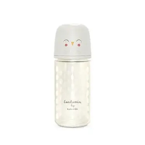 Suavinex Bonhomia Glass Baby Bottle with SX PRO Silicone Nipple, Anti Colic Baby Bottles, Baby Bottles for Breastfed Babies, Medium Flow, 3mo, 8oz, Beige
