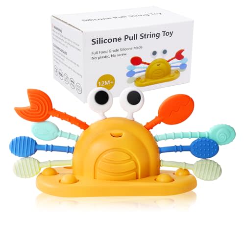 Socub Baby Toys- Silicone Suction Cup Toys for High Chair, Pull String Learning Toys for 6-12 12-18 Months, Montessori Toys for 1 Year Old, Toddler Sensory Toys|Baby Bath Toys for 1 2 Years Old