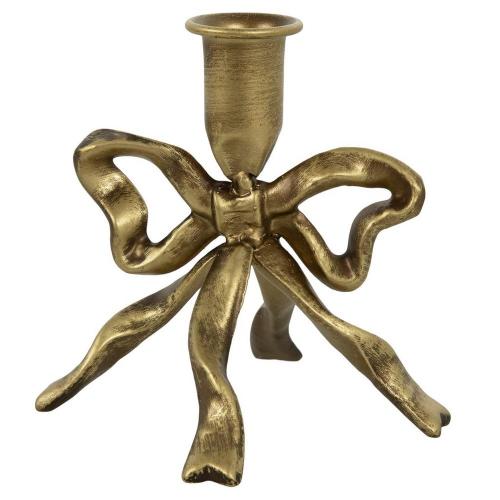 Gold Bow Taper Candle Holder
