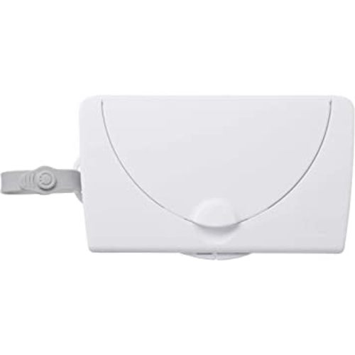 Ubbi On-the-Go Baby Wipes Dispenser, Portable Wipes Contianer for Travel, Diaper Bag Accessory Must Have for Newborns, Reusable Wipes Holder, White