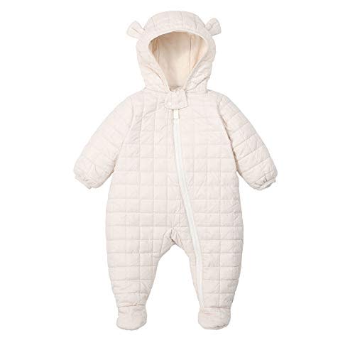 DDY Baby Girl Boy Snowsuit 0-3 Months Down Jacket Hooded Romper Jumpsuit Infant Onesie Winter Outwear Grey