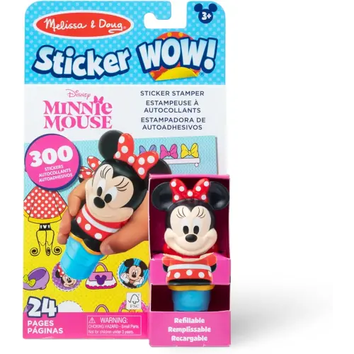 Melissa & Doug Sticker Wow!™ 24-Page Activity Pad and Sticker Stamper, 300 Stickers, Arts and Crafts Fidget Toy Collectible Character – Disney Minnie Mouse