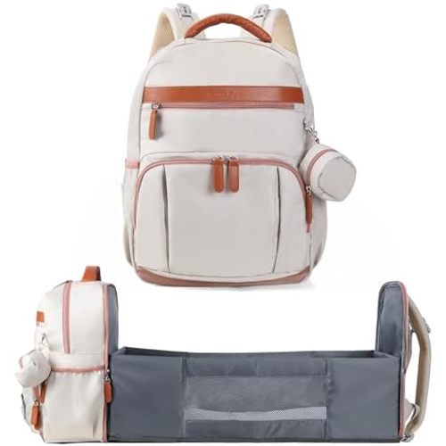 Baby Diaper Bag Backpack with Changing Station, 28Liters Capacity Nylon Baby Registry Mom Bags, Travel Friendly Unisex Bag, Essential Bag with Insulated Pockets