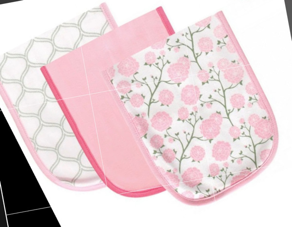 Hudson Baby Burp Cloth (ONLY) Set 3pk, Flower