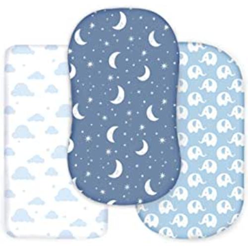Amazon.com: Cambria Baby 100% Organic Cotton Jersey Fitted Bassinet Sheets for Boy. 3 Pk Adapts to Oval, Hourglass & Rectangle Shaped Bassinet Pads. Fits Halo, Snoo, Graco, and Most other Standard Size Bassinets. : Baby