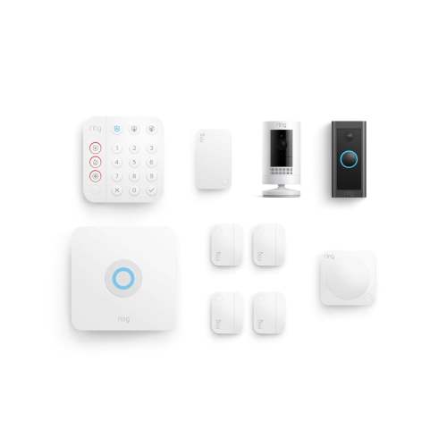 Alarm 8-Piece Security Kit + Video Doorbell Wired + Stick Up Cam Battery