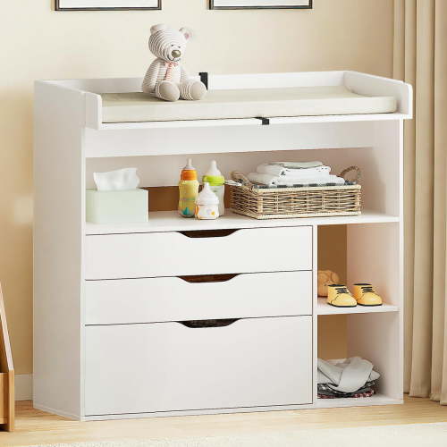 Wanan 3 Drawer Diaper Changing Table Dresser, White