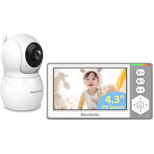 Baby Monitor with Camera and Audio, 4.3'' Video Baby Monitor with 1000ft Long Range and 30-Hour Battery, Baby Monitor No WiFi, Remote Pan-Tilt-Zoom, Night Vision, ECO Mode, 2-Way Talk - BG1049