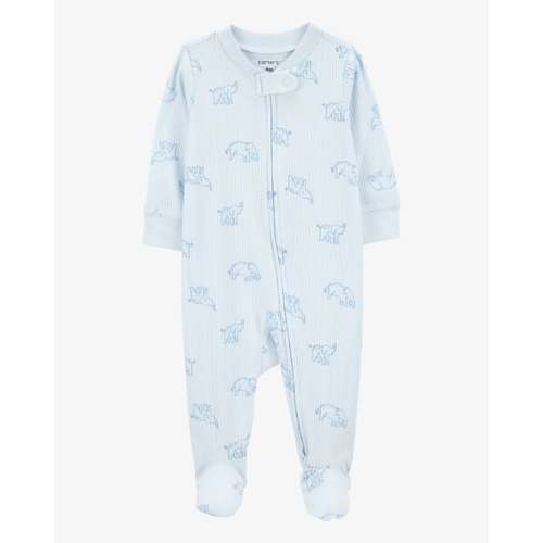 Baby Elephant Print 2-Way Zip Sleep & Play Pajamas - Blue - Carter's | Carter's