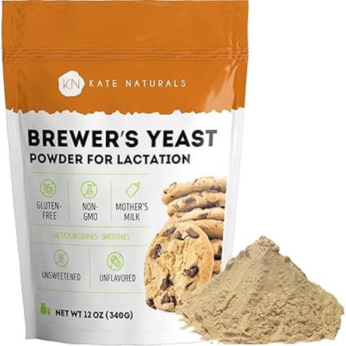 Kate Naturals Brewers Yeast Powder for Lactation to Boost Mother's Milk. Brewer's Yeast Powder for Lactation Cookies. Gluten Free & Non-GMO Supplement. Edible for Dogs & Ducks (12oz)