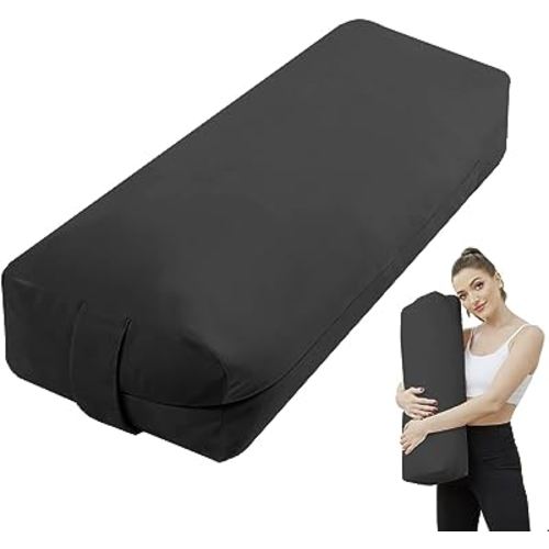 TokSay Yoga Bolster Pillow for Restorative Yoga - Meditation Pillow with Velvet Cover, Filled with Soft Cotton - Yoga Pillow for Yin Yoga, prenatal Yoga, Meditation - Rectangular Yoga Bolster