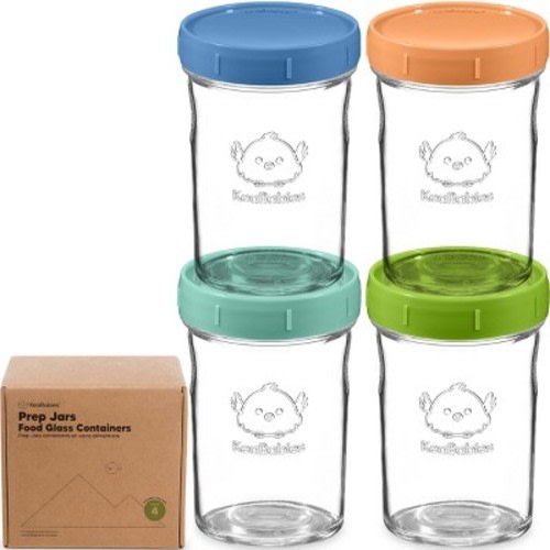 4pk Prep Baby Food Storage Containers, 8 oz Leak-Proof, BPA Free Glass Baby Food Jars for Feeding