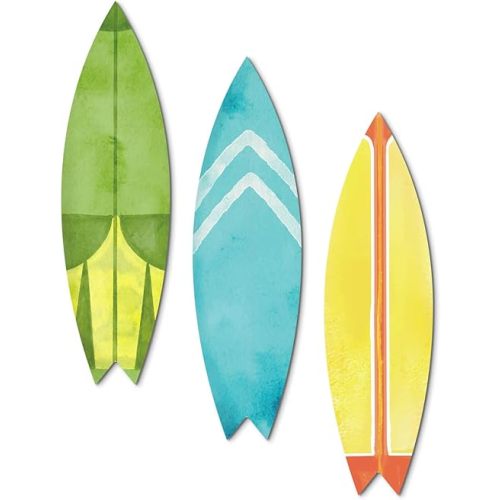 Putuo Decor Set of 3 Surfboard Wall Decor with Triangle Hooks, Minimalist Wooden Wall Art for Coastal and Beach-Themed Rooms, Surfboard Wall Hanging Decoration for Home, Office, Patio