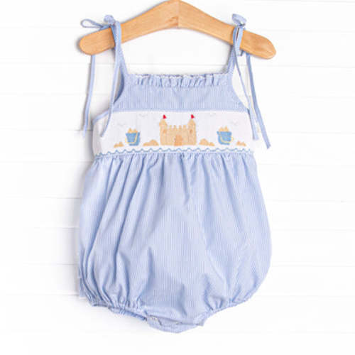 Castle Construction Smocked Ruffle Bubble, Blue – Stitchy Fish