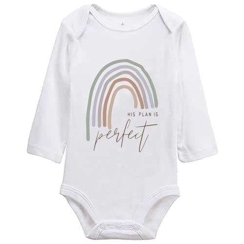 His Plan Is Perfect Bodysuit Clothes Rainbow Baby Girl Pregnancy Announcement Rainbow Newborn Baby Romper