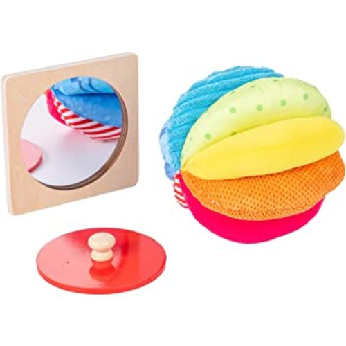 Montessori Baby Toys Play Kit Montessori Mirror Peekaboo Knob Puzzle and Rainbow Fabric Ball Kit Toys for 6-12Months Toddlers (Play Kit 4, Knob Puzzle and Fabric Ball)