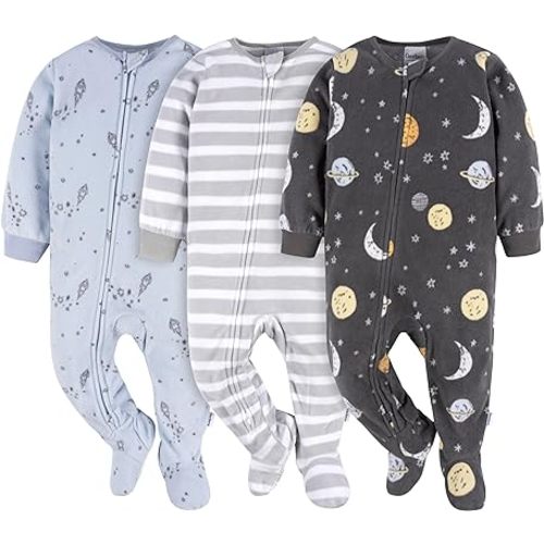 Gerber Baby Boys' Flame Resistant Fleece Footed Pajamas 3-Pack