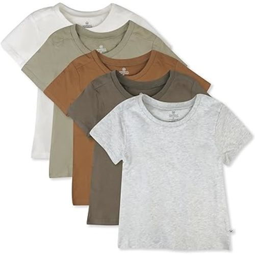 HonestBaby Multipack Short Sleeve T-Shirt Tee 100% Organic Cotton Infant Baby, Toddler, Little Kids Boys, Girls, Unisex