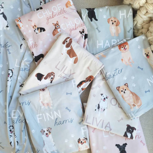 Personalized Baby Name Swaddle Blanket | Dog Breeds