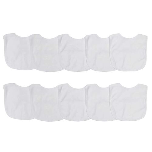 Neat Solutions 2-Ply Knit Terry Solid Color Feeder Bibs in White - 10 Count(Pack of 1)