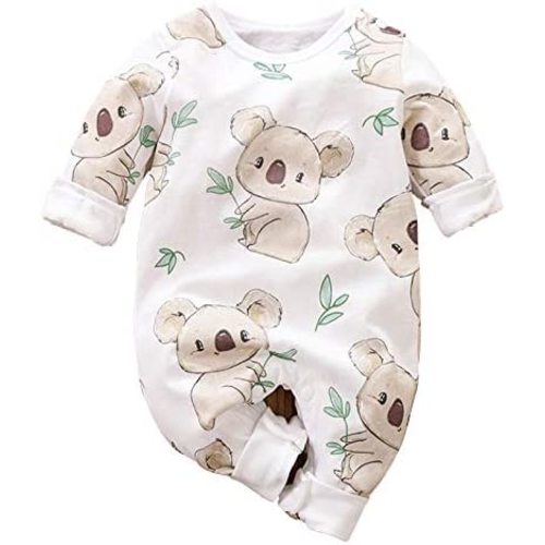 Cute Unisex Baby Boys Girls Romper Long Sleeve Koala Printing Newborn Infant Jumpsuit One Piece